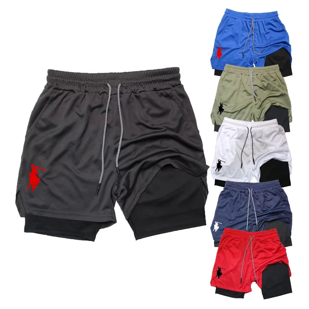 

2026Running Shorts Men Gym Sports Shorts 2 In 1 Quick Dry Workout Training Gym Fitness Jogging Short Pants Summer Men Shorts