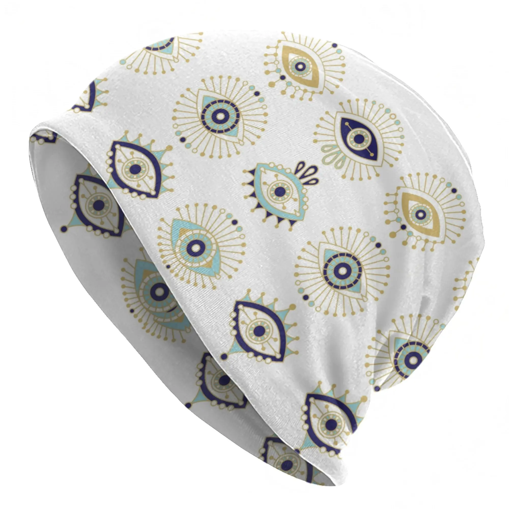 Evil Eye Boho Cap Greek Amule Nazar Lucky Fashion Adult Outdoor Skullies Beanies Hat Summer Warm Dual-use Bonnet Hat