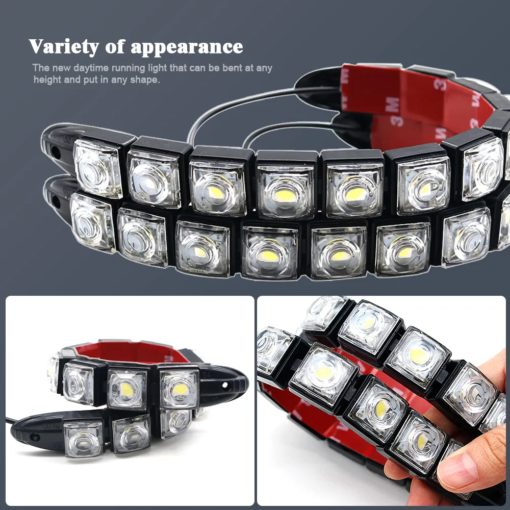 2PCS 6/8/9/12LED Auto Styling DRL Tagfahrlicht Auto Led Nebel Licht blinker Fahren Birne Wasserdicht 12V Weiß Scheinwerfer