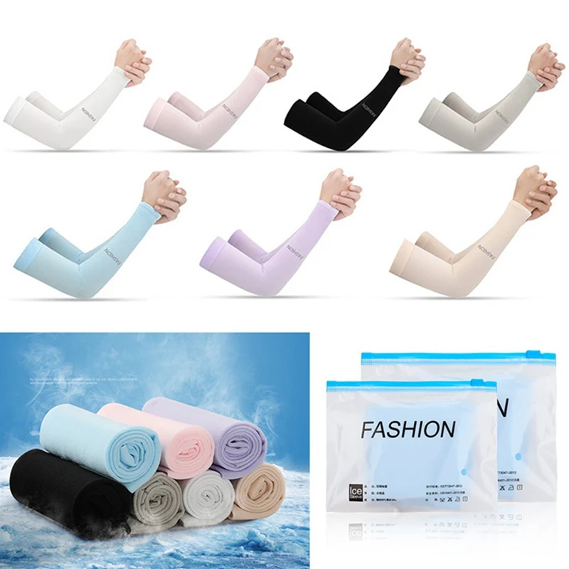 1Pair Cooling Arm Sleeves UV Sun Protection Women Men Cycling Driving Arm Cover Long Elbow Sleeves Outdoor Hand Protector