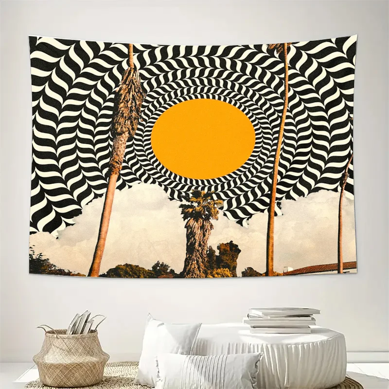 Bohemian Tapestry Wall Hanging Desert Sunset Aesthetic Moroccan Tribal Art Hippie Room Decor Psychedelic Home Textile Macrame Wa