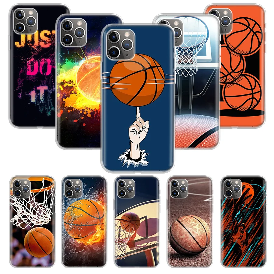 Basketball Phone Case For Apple iPhone 16 15 14 13 12 11 Pro Max XS XR X 7 + 8 Plus SE Soft Shell Cover Coque 15 + 14 13 12 Mini