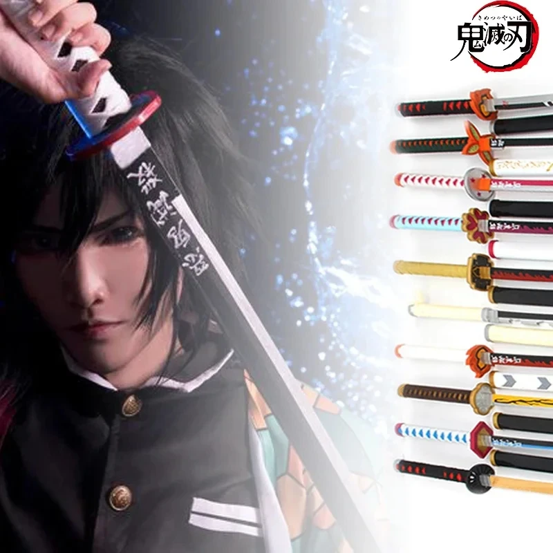 104CM Katana Sword Anime Swords Cosplay Demon Slayer Tanjirou Agatsuma Props Wooden Model Kids Gift Desk Decoration Crafts