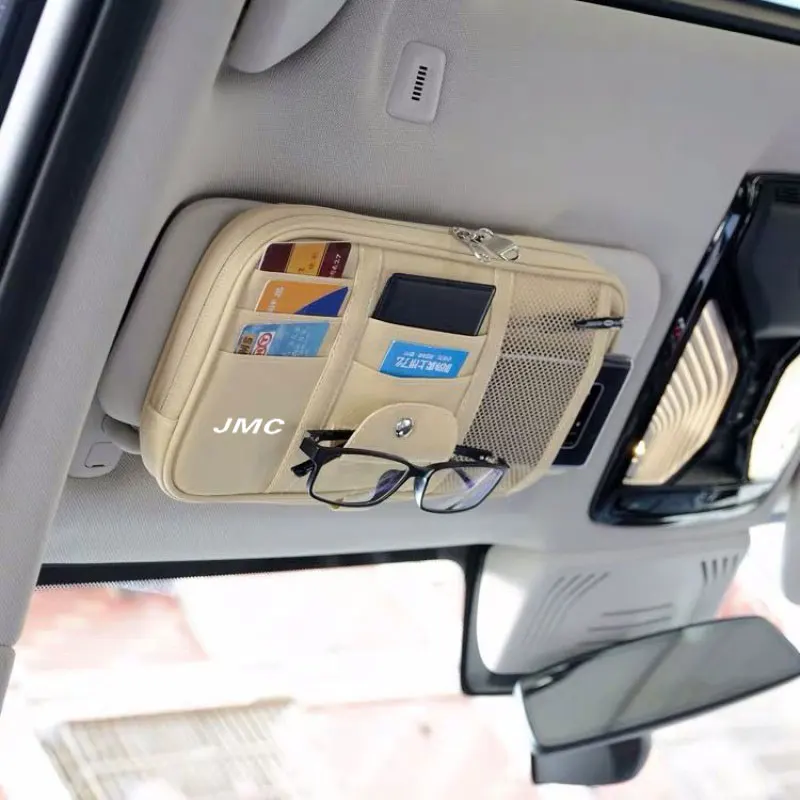 Auto Sun Visor Storage Box Sunglasses Card Holder Organizer With Zipper For JMC BOARDING VIgus35 Pickup Territorial Accessories