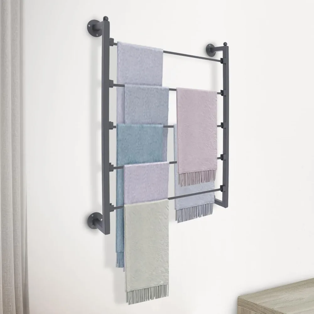 5 Tier Wall Mounted Scarf Rack Retail Display Tie & Scarf Rack Scarf Rack Belt Towel Hold Ribbons Rack Space-Saving Holder