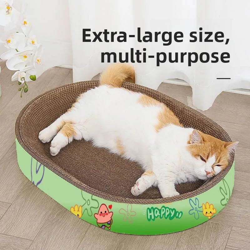 

Круглая когтеточка из гофрированного картона с кошачьей мятой, не оставляющая следов, овальная кровать-лежанка для котят и кошек