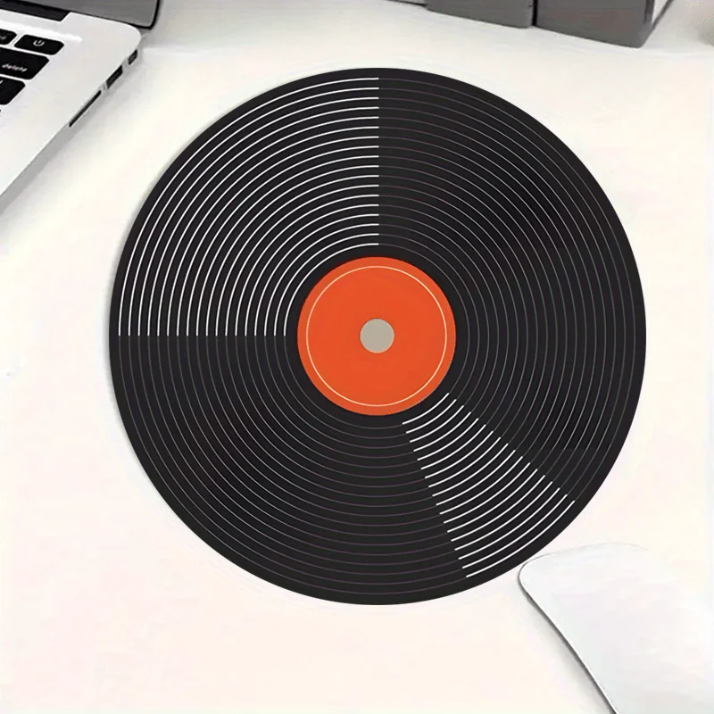 

Circular record mousepad rubber material, anti-slip, washable, high-quality computer accessory, suitable for home and office use