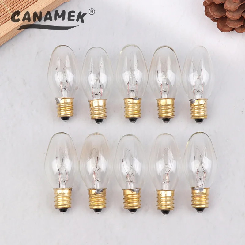 

10 шт. E12 120 В 7 Вт прозрачная теплая желтая вольфрамовая лампа для украшения соли, лампа для холодильника