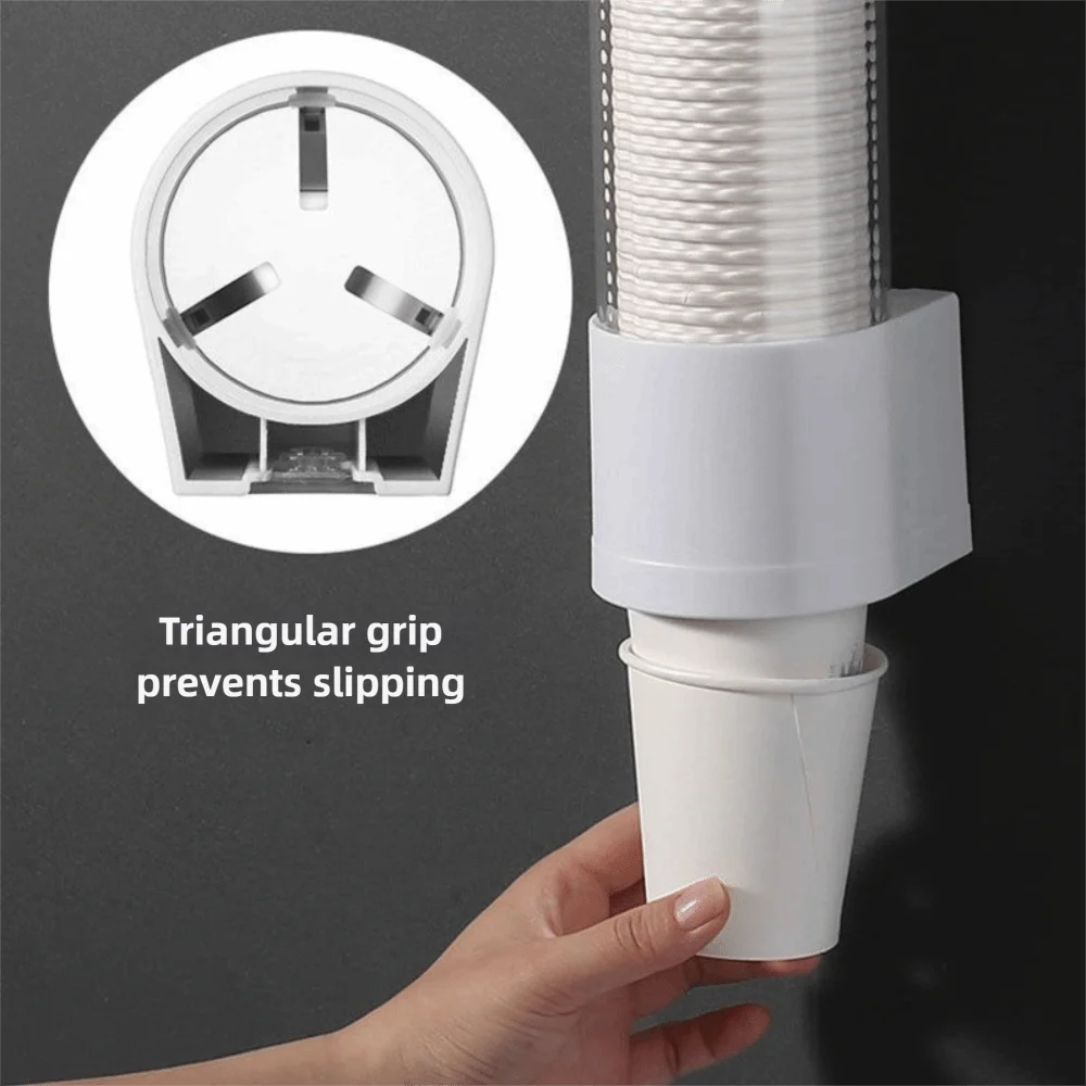 Wall Mounted Cup Dispenser Waterproof No Drilling Water Dispenser Cup Holder Large Capacity Dust-proof Paper Cup Storage