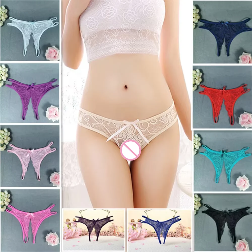 

Sexy Womens Lace Panties Crotchless Underwear Thongs Open Crotch Lingerie G-String Sheer Briefs Low Rise T-Back Underpants