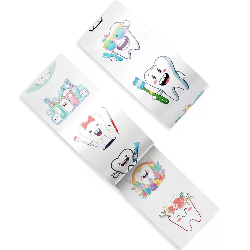 

500 Sheets/roll Protect Teeth Cartoon Stickers For Kids Students Graffiti Laptop Stationery Cute Sticker Dental Clinic Gifts
