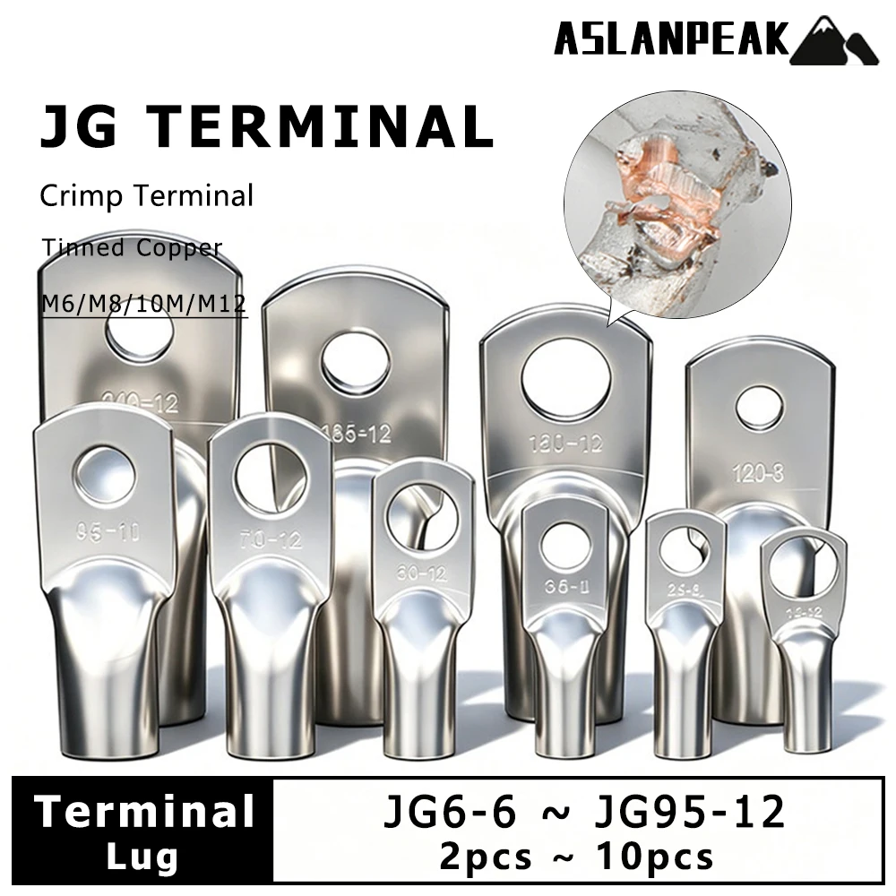 Crimp terminal Marine Tinned Copper Screw Hole Electric Wire Cable Ring Tubular Cord End Lug Connector Crimp Connect wires cable