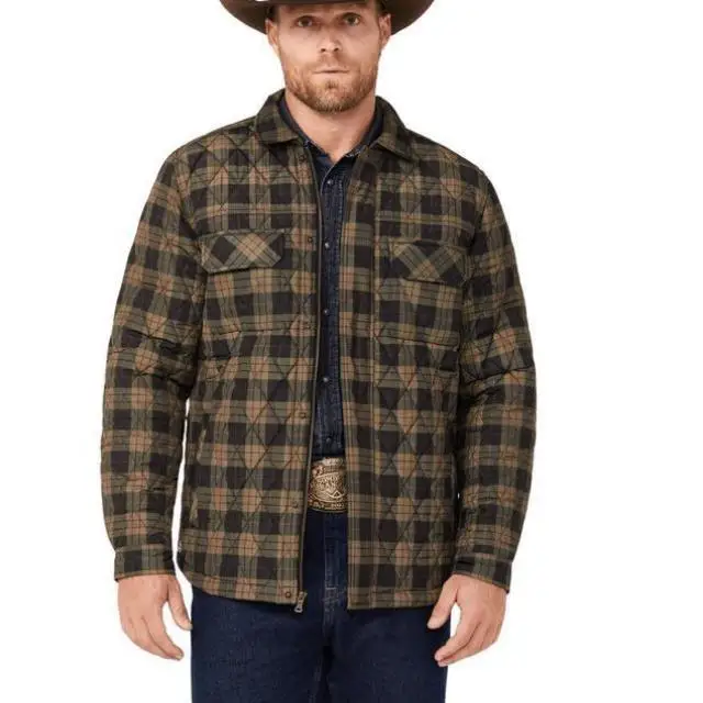 

Men's Plaid Print down Jaet V-Ne ort Sve Seven-Breasted Waist-Cinching Sle for Middle-Aged And ly Women