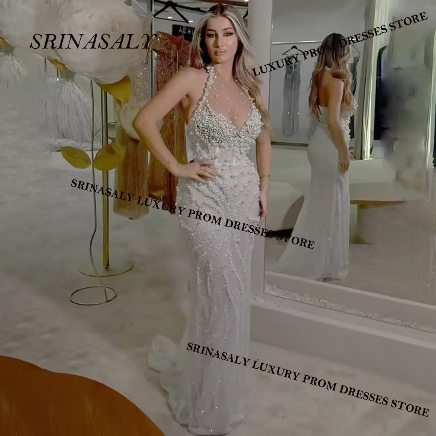 Abiti da ballo a sirena Aso Ebi di lusso africano Abito da sera con cristalli di diamanti Abito da cerimonia nuziale per ragazza nera con paillettes scintillanti lunghe