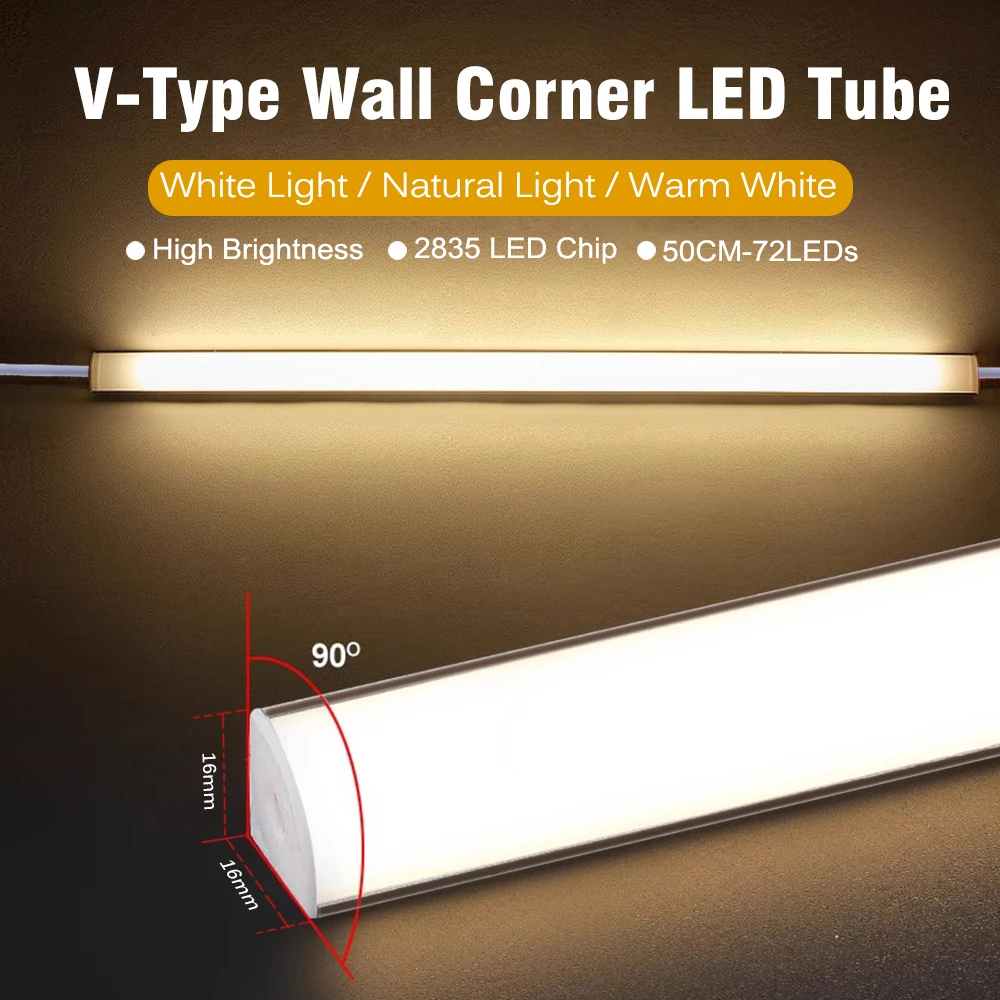 Led Tube Light With Switch Wire 220V 50cm Lighting Lamps CLeaR Milky Shell For Living Room Bedroom Closet Kitchen Lamp