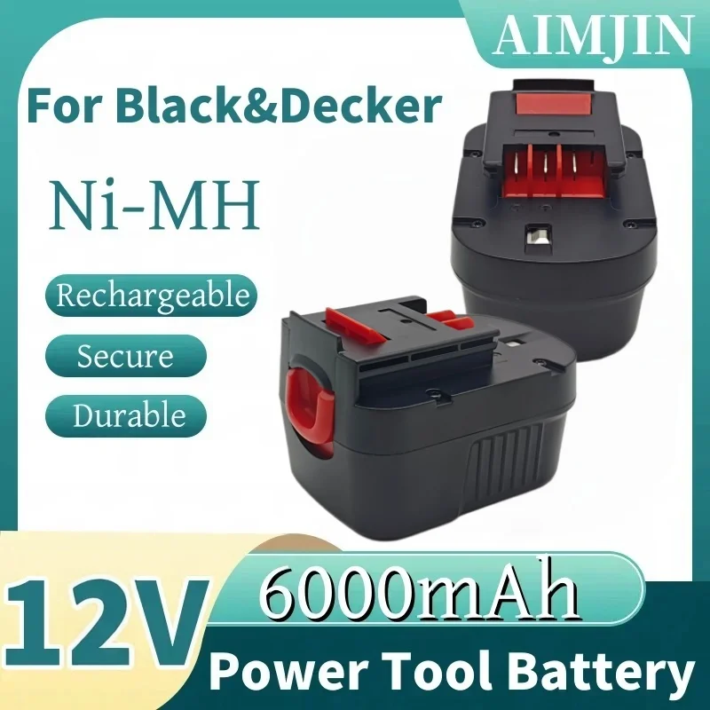 

12V Battery 6000mAh NI-MH Replacement for Black&Decker A1712 FS120B FSB12 HPB12 A12 A12-XJ A12EX FS120B FSB12 L50