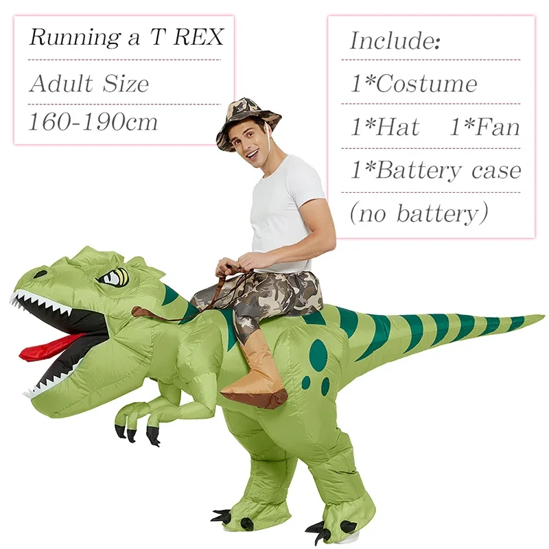 Costume Gonflable de Dinosaure d'Halloween pour Adulte, Déguisement Amusant de Mascotte T Rex, Dessin Animé D37, pour Homme