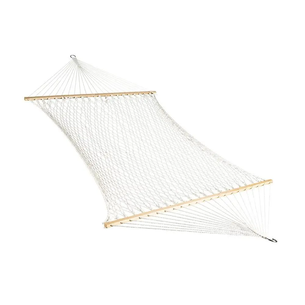2Person Hammock, Classic 80 x 60 Double Seater Hammock with Woven Cotton Rope amp Wood Spreader Bar 450 Pound Capacity, Natural