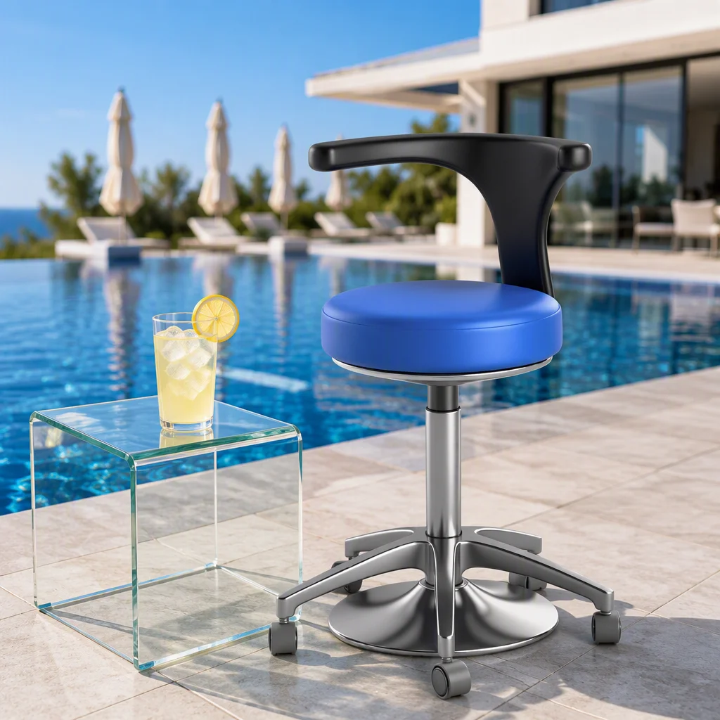 Hospital Chair PU Leather Modern Design Adjustable Durable Commercial Furniture Metal Frame Caster Wheels School Workshop