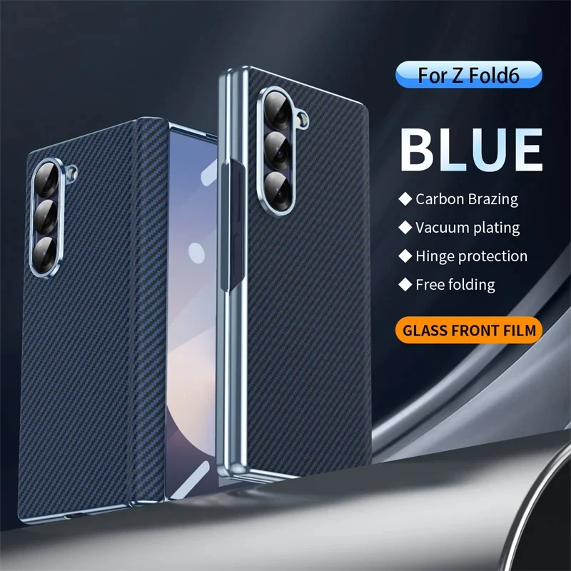 

For Samsung Galaxy Z Fold 6 5 4 5G 360° Screen Protection Film Hinge Carbon Fiber Texture Shockproof Phone Cover Fold6 Fold5