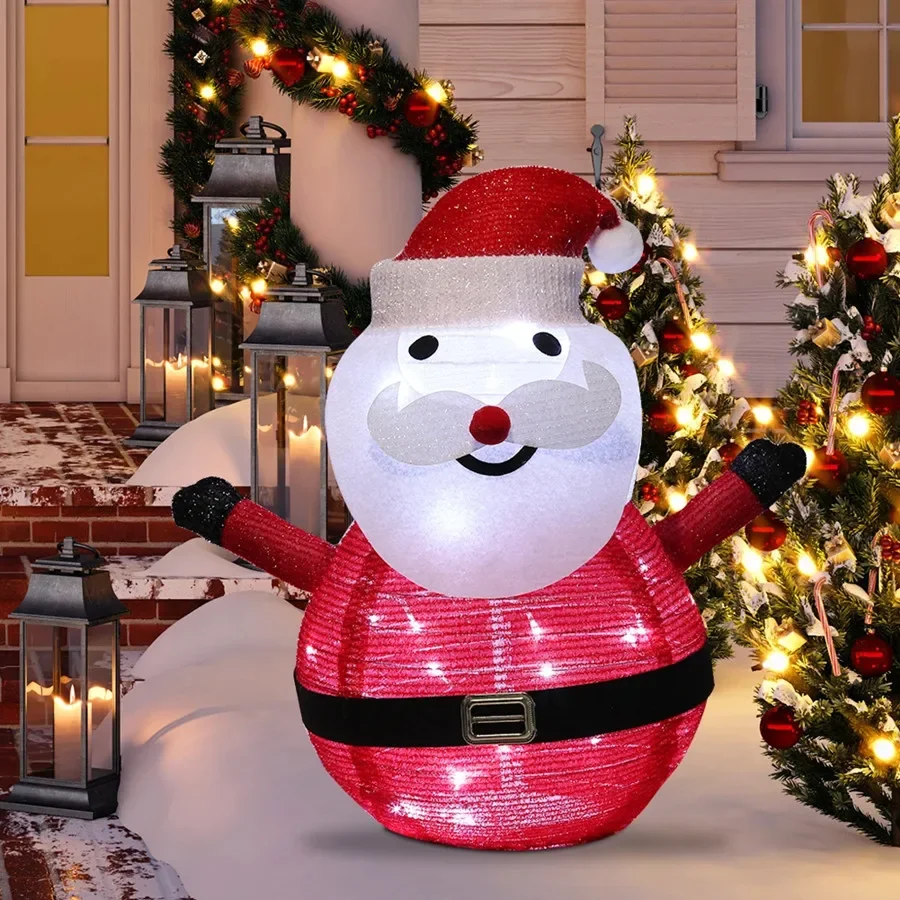 Alimentado por bateria led boneco de neve papai noel lanterna dobrável à prova dwaterproof água natal fadas luzes do jardim para festa de natal decoração de ano novo