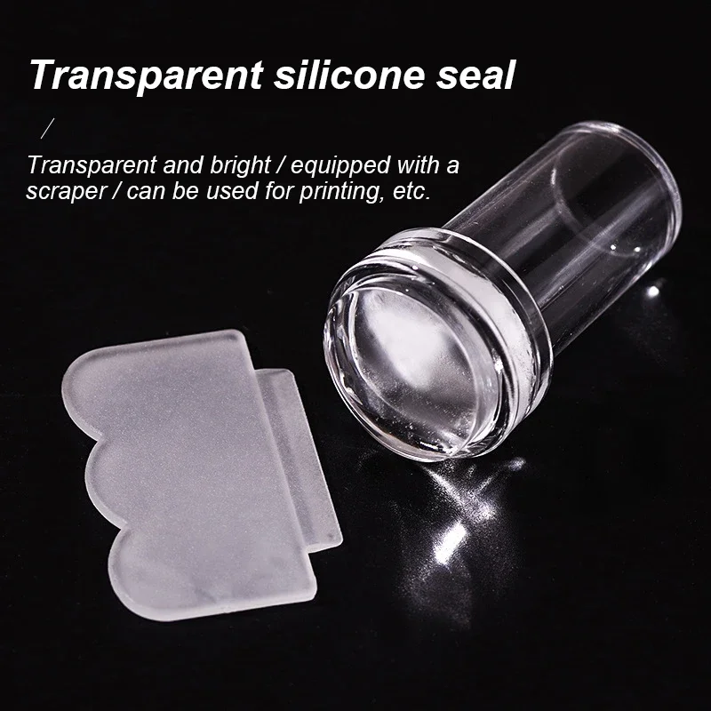 

Sdatter Nail Art Printing Plate Transfer Stamp Scraper Tool Set French Side Pressing Stamp Transparent Silicone Jelly Transfer H