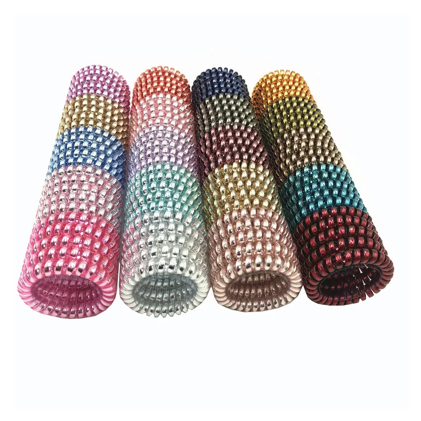 

20Pcs 5.5cm Metallic Telephone Wire Hair Band Spiral Rubber Ring Hair Ties Ponytail Holder Scrunchies Girls Hair Accessories