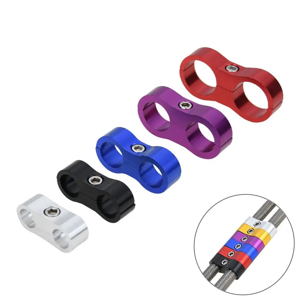 

Double Hole Oil Line Clamp Universal Hose Separator Aluminum Alloy AN4/AN6/AN8/AN10 Divider Clamp Braid Fuel Hose Clam