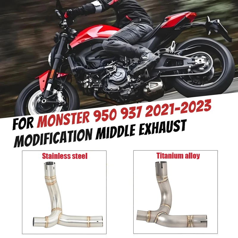 

Motorcycle Exhaust Mid Pipe Link Tube Titanium Alloy/Stainless Steel Connect Muffler For DUCATI MONSTER 950 937 2021-2023