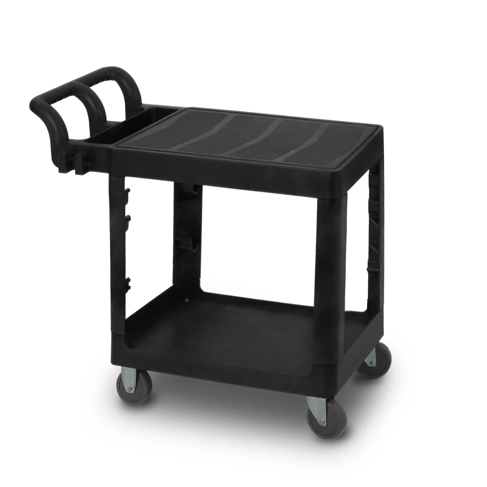 

Utility Rolling Cart for Warehouse, 2 Shelf Rolling Utility Cart On Wheels, 440Lbs Service Cart with Ergonomic Handle