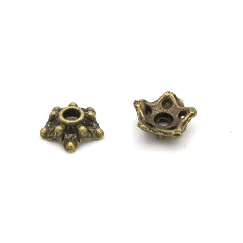 100Pcs Antique Silver Flower Star Loose Spacer Bead End Caps For Jewelry Making Finding Diy Accessories Component Wholesale