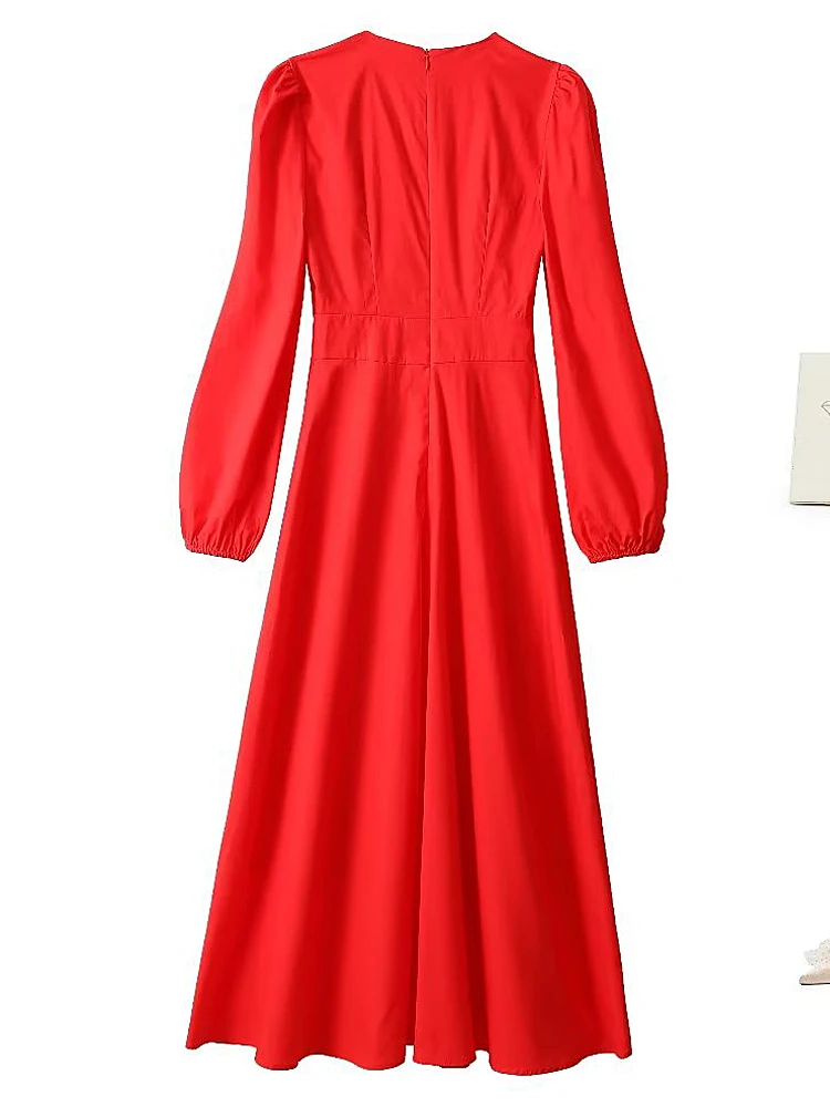 Kate Middleton Princess primavera autunno nuove signore di alta qualità Fashion Party Red Chic elegante Slim Vintage dolce Sexy Midi Dress