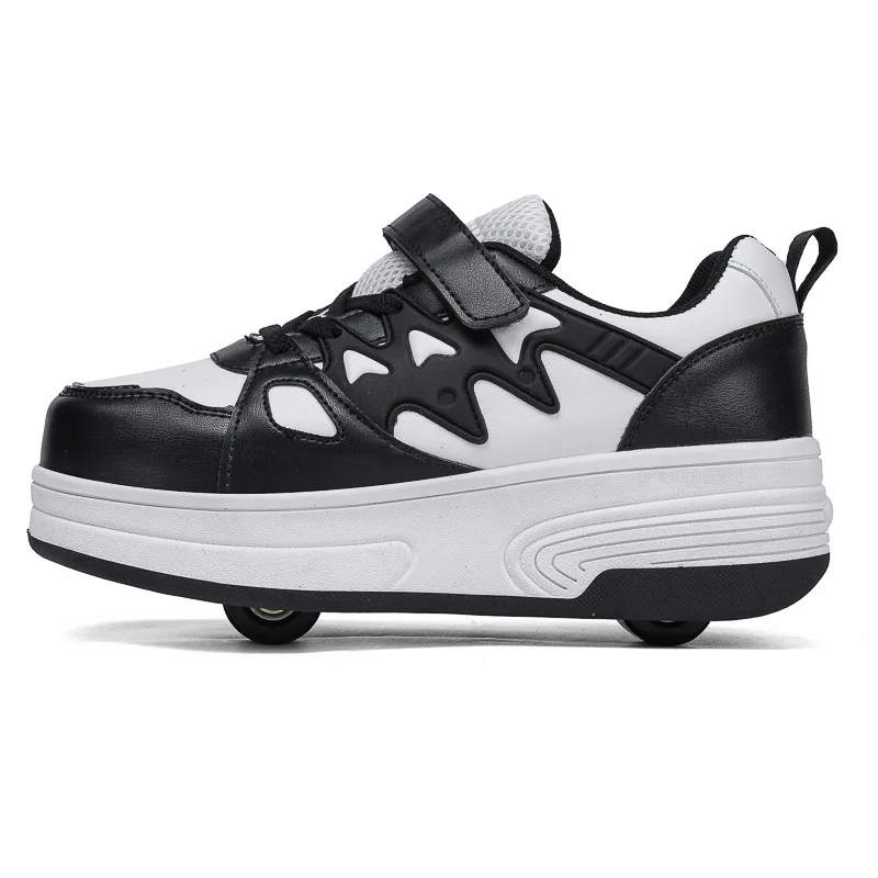 Girls Kids Transformable 2‑Wheel Deformable Roller Skates New Style Student Deformation Wheel Shoes Children Flying Shoe