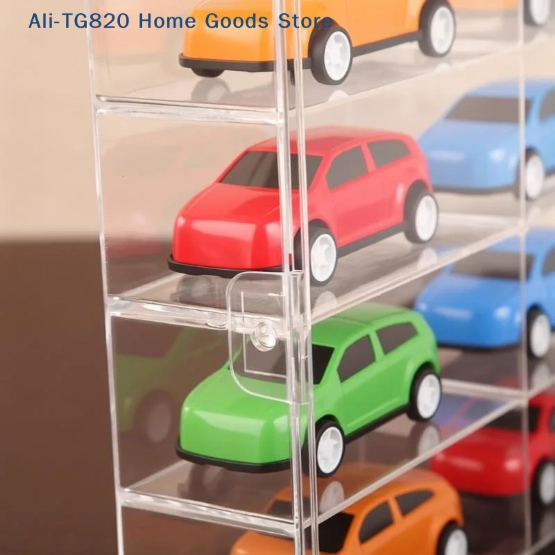 [W] High Quality Plastic Display Cabinet With 1/8 Slots Transparent Art Storage Box For Toy Figurine Car Model Mini Cartoon Doll