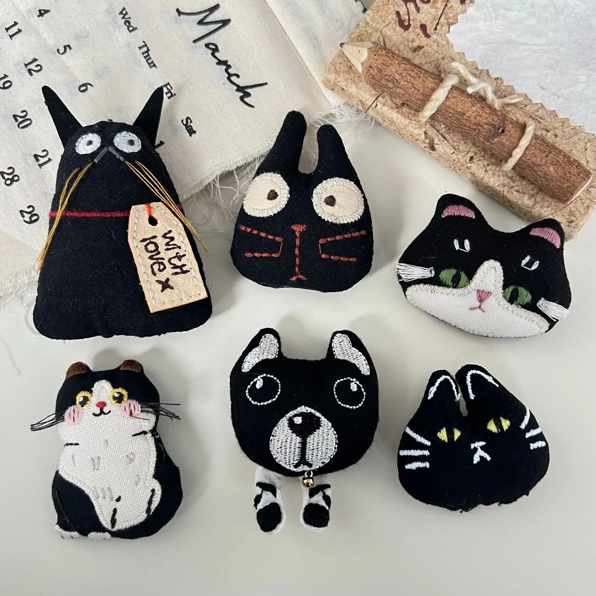 Black Cat Fabric Brooch Pin Cute Sturdy Multipurpose DIY Belt Headwear Bag Embellishment Lightweight Premium Quality