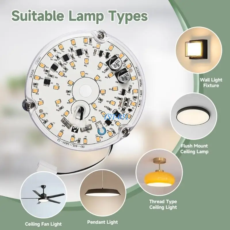 

E15A 120V 18W LED Ceiling Fan Light Dimmable LED Retrofits Light Board Panel Ceiling Flush Light Replacement Panel Enduring