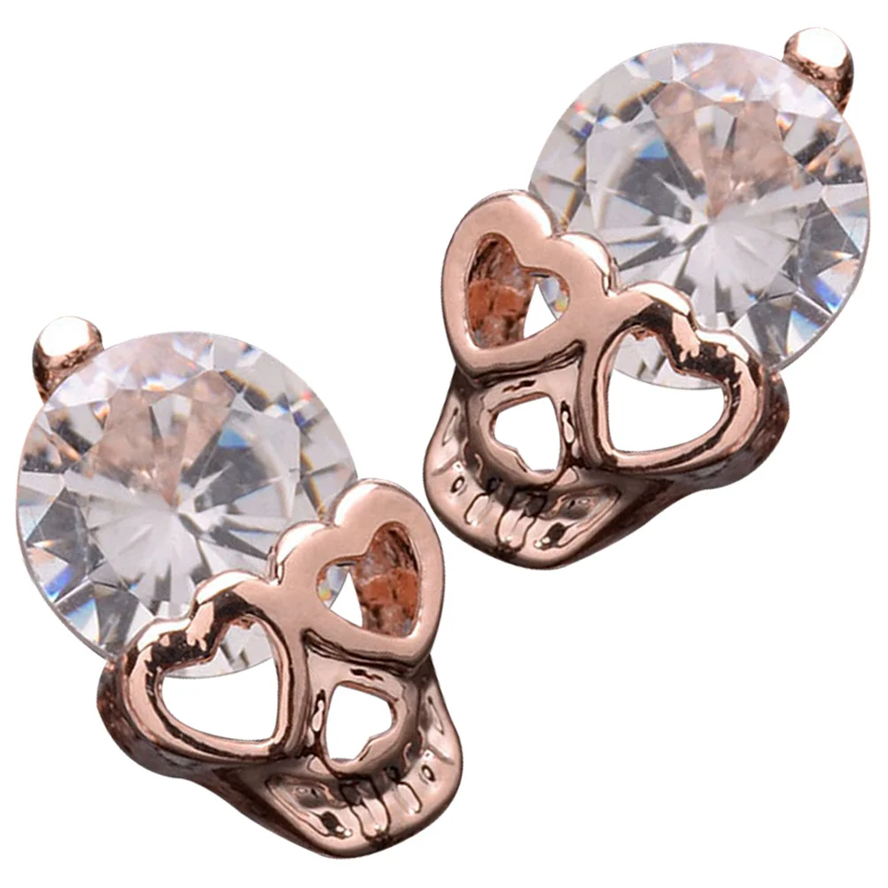 1 زوج حجر الراين الجمجمة أقراط للنساء هالوين القوطية مجوهرات كول بيان أقراط العصرية حفلة هدية التبعي