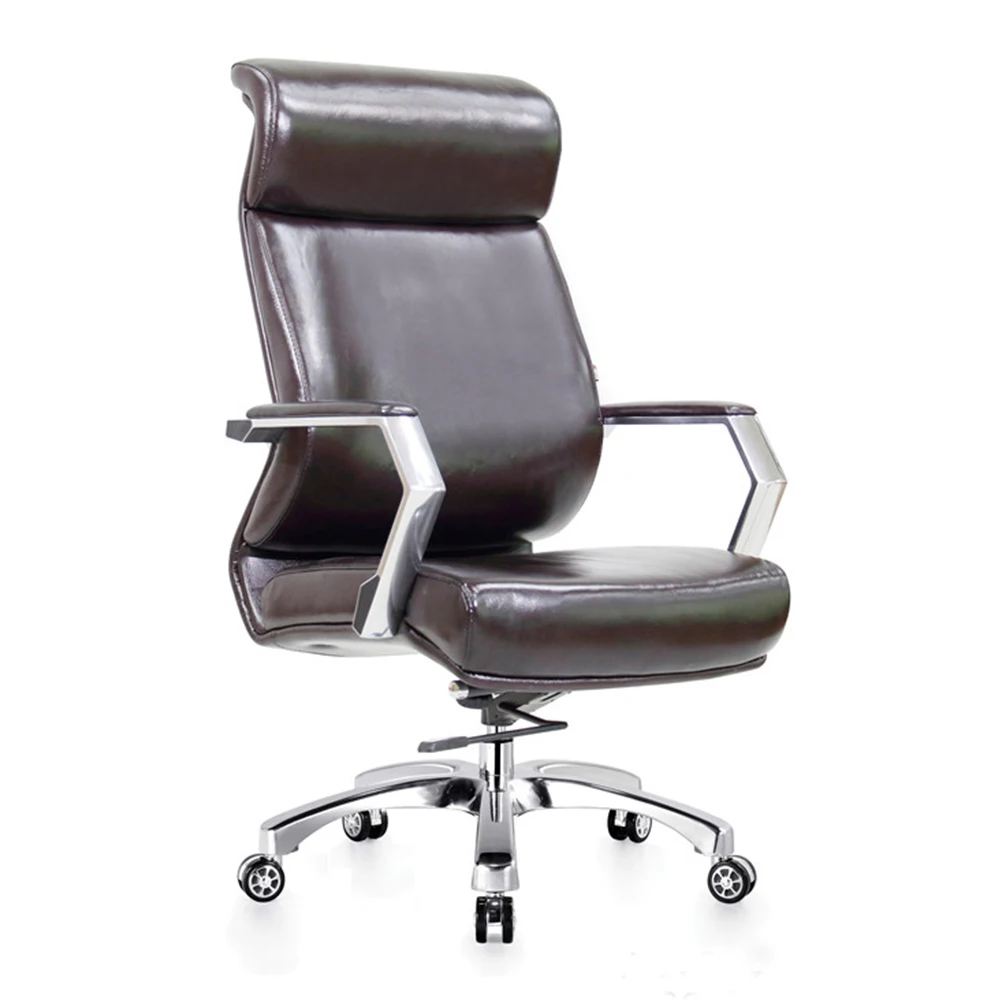 Adjustable Desk Brown Leather Executive Office Chair