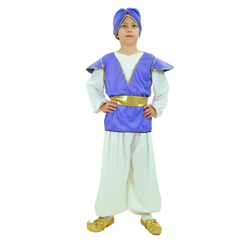 Male Kids Boys Cos Masquerade Children's Role-playing Prince Costume Blue Indian Aladdin Costume