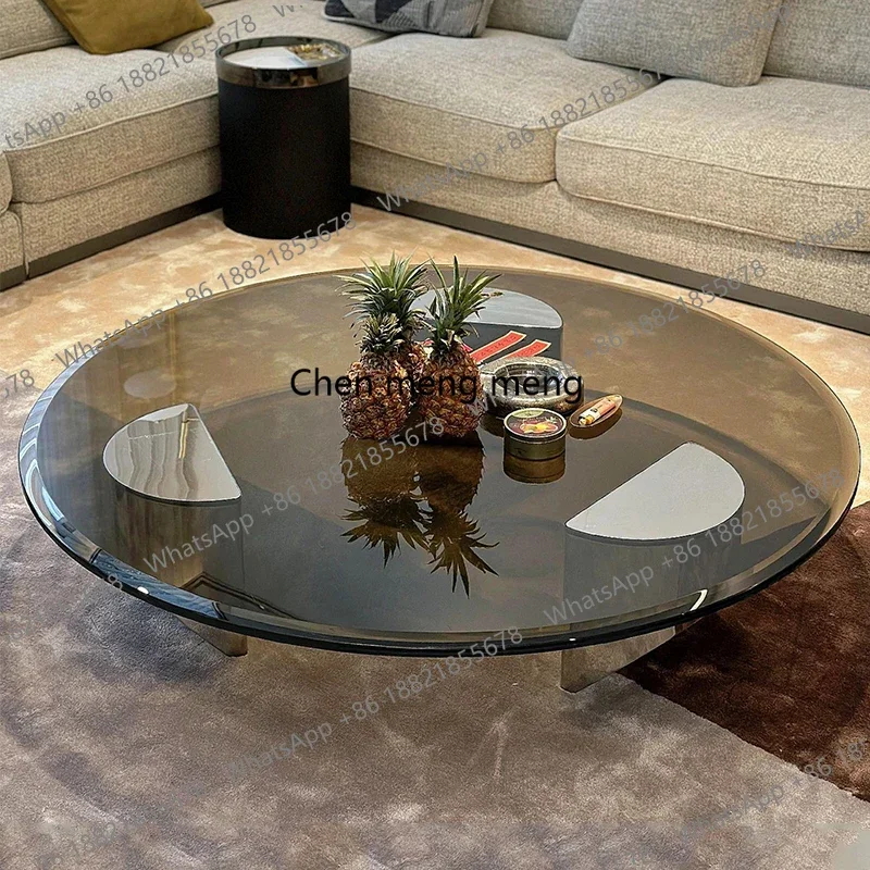 M178 Nordic ​​Floating Italian Minimalist Round Tempered Glass Coffee Table Small Space Luxury Modern Coffee Furniture Teapoy