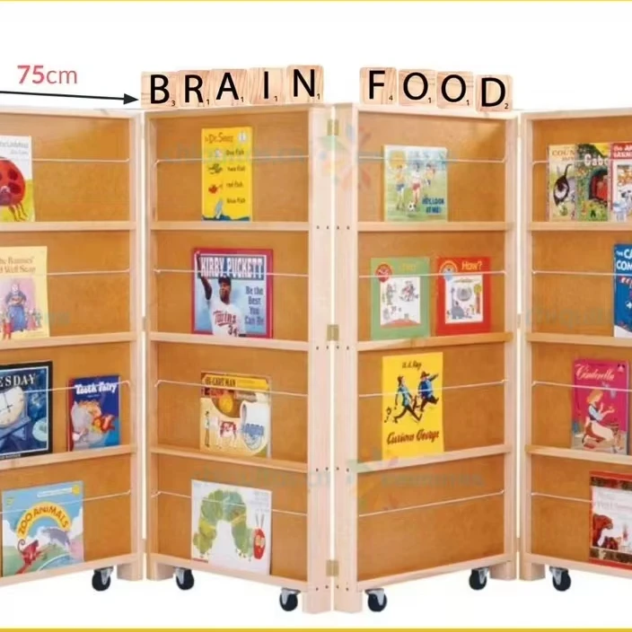 

Мобильная складная деревянная подставка для книг на колесах для хранения библиотеки и класса Прочная многоуровневая книжная полка