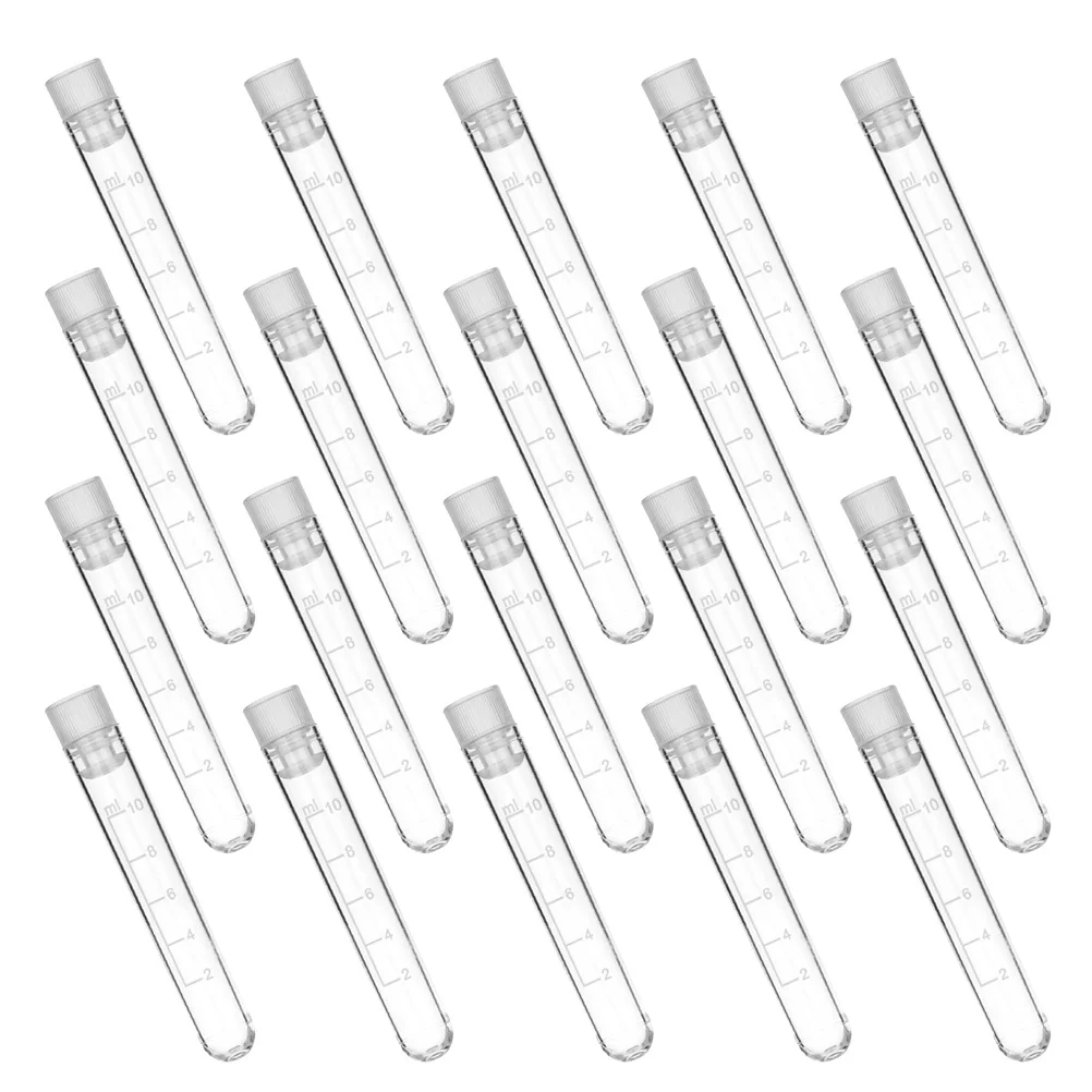 

20Pcs 10Ml Test Vials Clear Plastic Tubes with Lids for Long Term Sample Preservation Propagation and Laboratory Use Storage