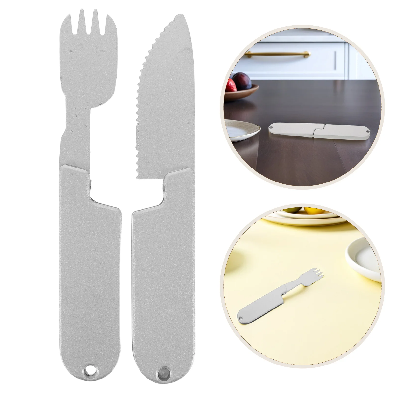 2 in 1 ポータブルキャンプ用品 アルミ合金スプーンフォーク 多機能食器 ハイキング バックパッキング ピクニック 旅行用