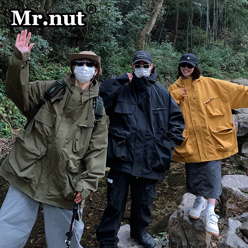 

Mr.nut Autumn Outdoor Jacket Oversize Solid Color Camping Tops Fashion Couple Jacket Men Clothing Waterproof Windbreak Male Coat