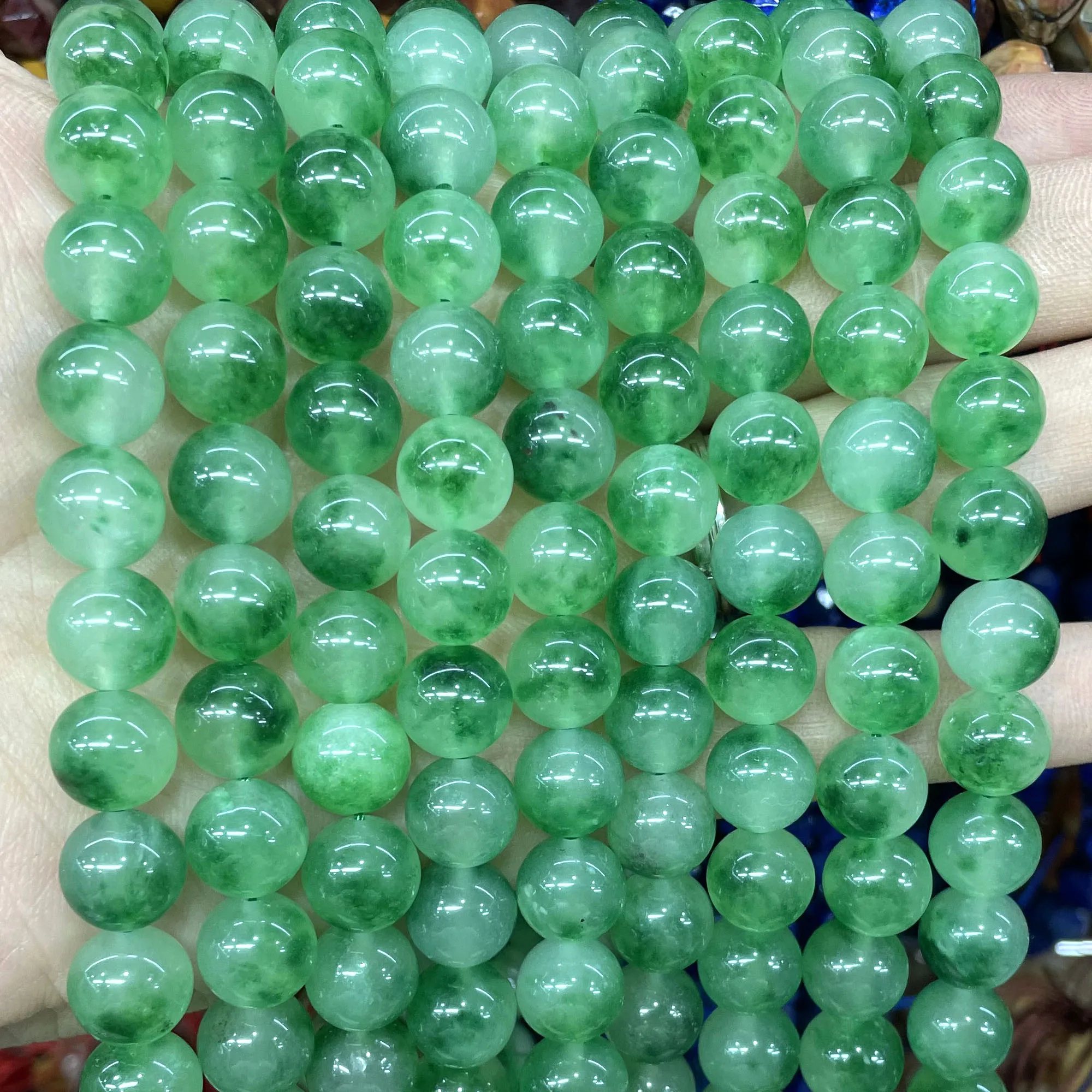 6 8 10 12 14MM Natural Stone Green Chalcedony Jades Round Spacer Beads For Jewelry Making DIY Bracelet Necklace Accessories