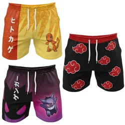 Pokémon Anime Pikachu Gengar Cute Printed Men's Casual Shorts Thin and Comfortable Home Pants Drawstring Elastic Shorts Gifts