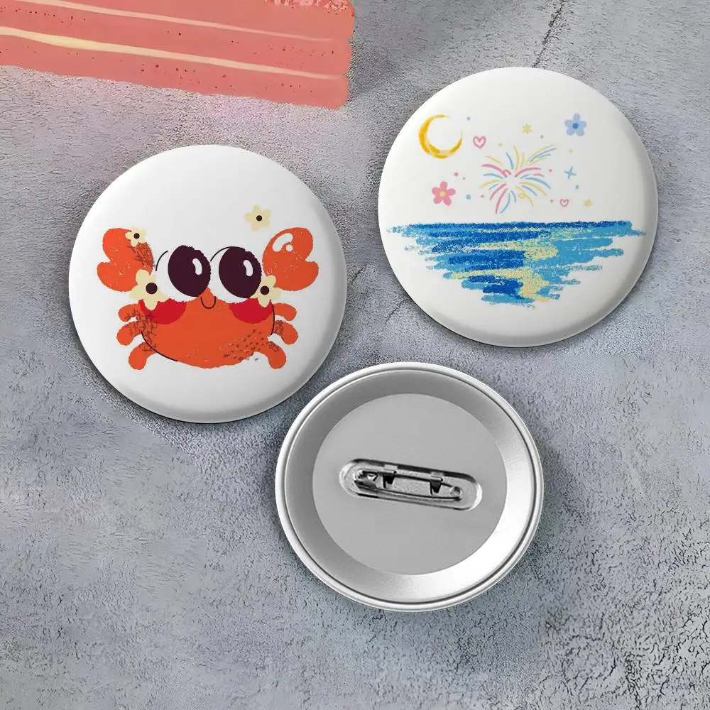 INS Cartoon Cute Kid Baby Art Badges Round Exquisite Badge Brooches Creative Pins For Clothes Hat Backpack Gift Accessories