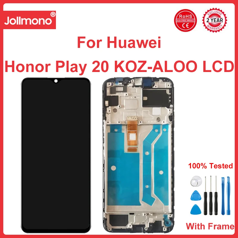 6.52''  For Honor Play 20 Lcd Display Touch Screen Digitizer Assembly For Honor Play 20 KOZ-AL00 Screen With Frame