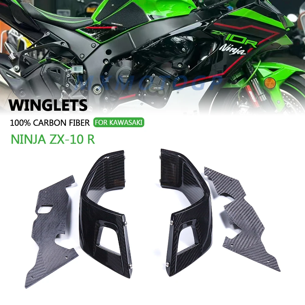 

Motorcycle Accessories For KAWASAKI NINJA ZX-10 R ZX10R ZX 10R 2021 2022 2023 2024 2025 100% Carbon Fiber Winglets Fairing