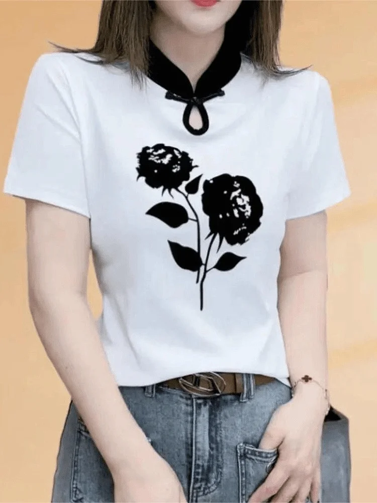 Faionable ort Sve T-irt Women's Slim Fit Basic irt Chinese Sle Summer New Arrival Top for Young Women 8-35